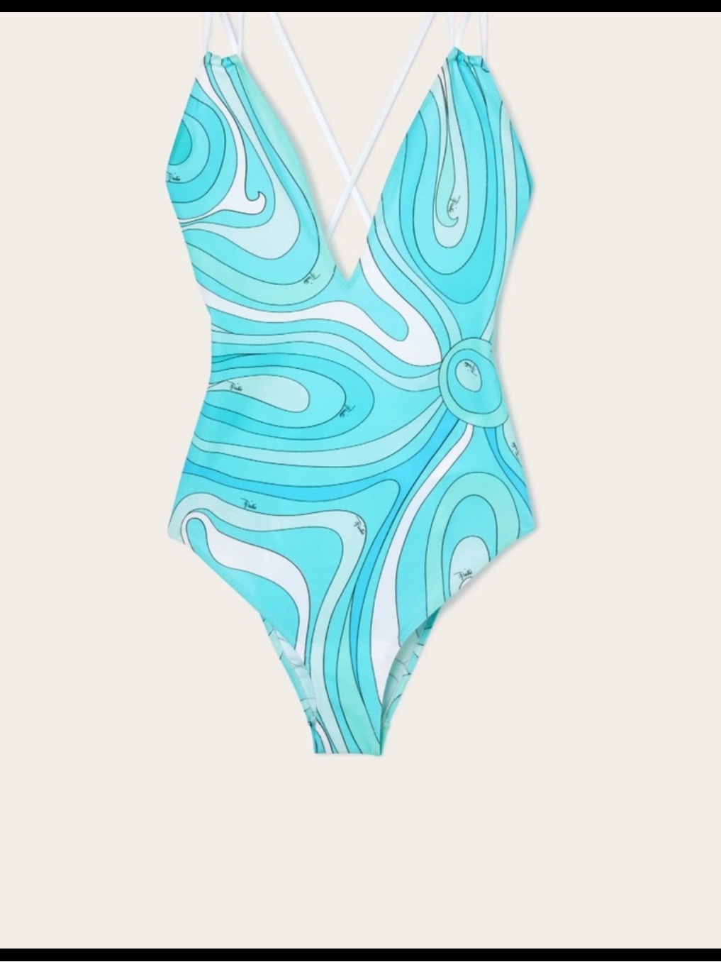 Emilio Pucci Turquoise & Aqua Swirl One-Piece Swimsuit Only
